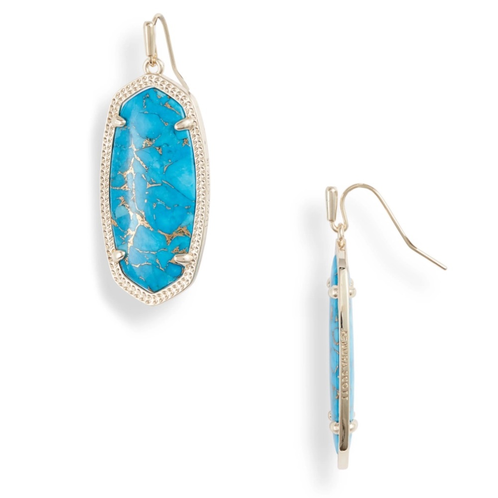 NEW Kendra Scott Elle Gold Drop Earrings in Bronze Veined Turquoise Magnesite